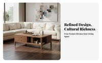 Song Era artistic double-level End Table New Chinese design & dwelling Furnishing With Storage Shelf Household Furniture Space-Saving for Interior Decorators, Apartment Dwellers, residents, Living Room, Bedroom, Reception Area, Balcony