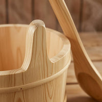 Wooden Sauna Pail Vertical Staves Bath Accessory Hanging Cord