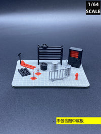 1:64 Scale Car Repair Scene Gantry Lift Model with Tools for Mini GT and Hot Wheels