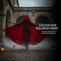 Unisex Hooded Velvet Halloween Cape Mid-Length for Cosplay & Stage Performance