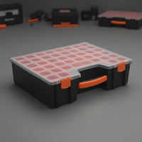 Parts Organizer with Transparent Lid | Portable, Hand-Held, Compartment Box with Handle, for Workshop