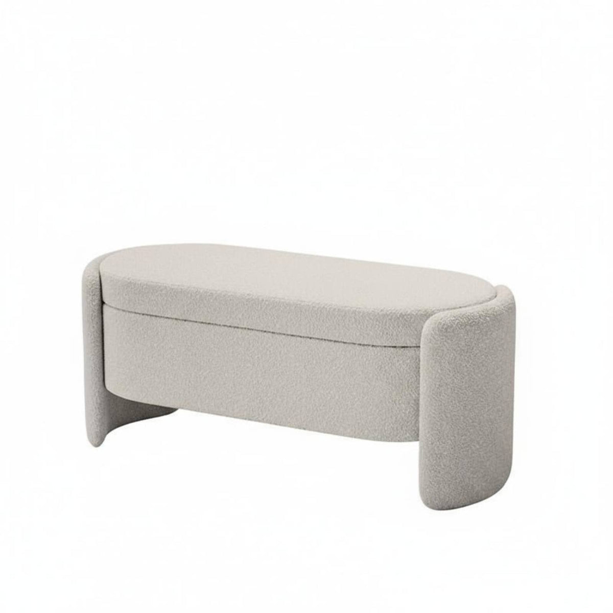 Oval Entryway Stool Creamy Aesthetic Indoor Furniture Minimalist Design Thick Padding for Homeowners, Adults, Living Room
