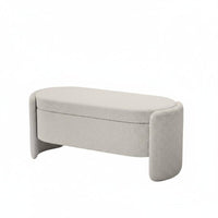 Oval Entryway Stool Creamy Aesthetic Indoor Furniture Minimalist Design Thick Padding for Homeowners, Adults, Living Room