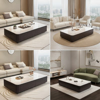 Coffee Table with Glass Top No-Assembly Glass Coffee Table Modern Furniture for Living Room, Apartment