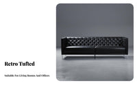 Tufted Three-Seater Sofa Deep Button Tufting 3-Seater Tufted Settee Retro Aesthetic Couch for Homeowners, Interior Designers, Lounge, Hotel Lobby, Den