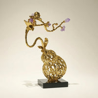 Gourd Statue with Crystal Gilded Tabletop Ornament Decorative for Homeowners