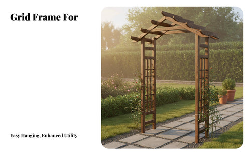Anti Flower Climbing Archway Weather-Resistant Solid Wood Trellis Arch Simple Design Climbing Plant Support Arch for Gardeners, Homeowners, Courtyard, Yard, Patio, Pathway Entrance