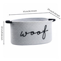 Woof Storage Basket With Handles Dog Toy Basket for Playroom