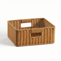 Plastic Weave Storage Basket Open-Top Woven Organizer Bin Low-Profile for Drawer