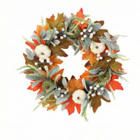 Wreath with White Pumpkins Hanging Wreath with Pumpkins Easy to Maintain Decorations for Door