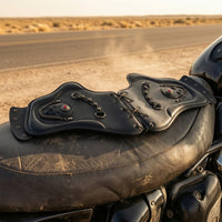 Saddle Embellishment with Rebellious-Gothic-Influenced Frame Trim Retro Motorcycle Accessory for    Riders, Street Riding