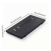 Wood Tea Tray with Brass Accents Artisanal Rectangular Tea Board Low-Silhouette