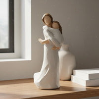 Mother Daughter Figurine Heartwarming Design Sentimental Resin Sculpture