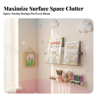 drillcomplimentary Installation Clear surfacemounted shelf Transparent Design Clear surfacemounted shelf Front-Facing Book Display wall surface-mounted storage areaSaving for Children, Collectors, Hallmethod, play area, Nursery, Living Room