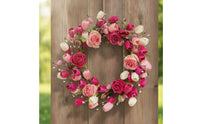 Silk Flower Wreath Spring-Style Artificial Floral Wreath Full-Bodied for Entry, Entryway