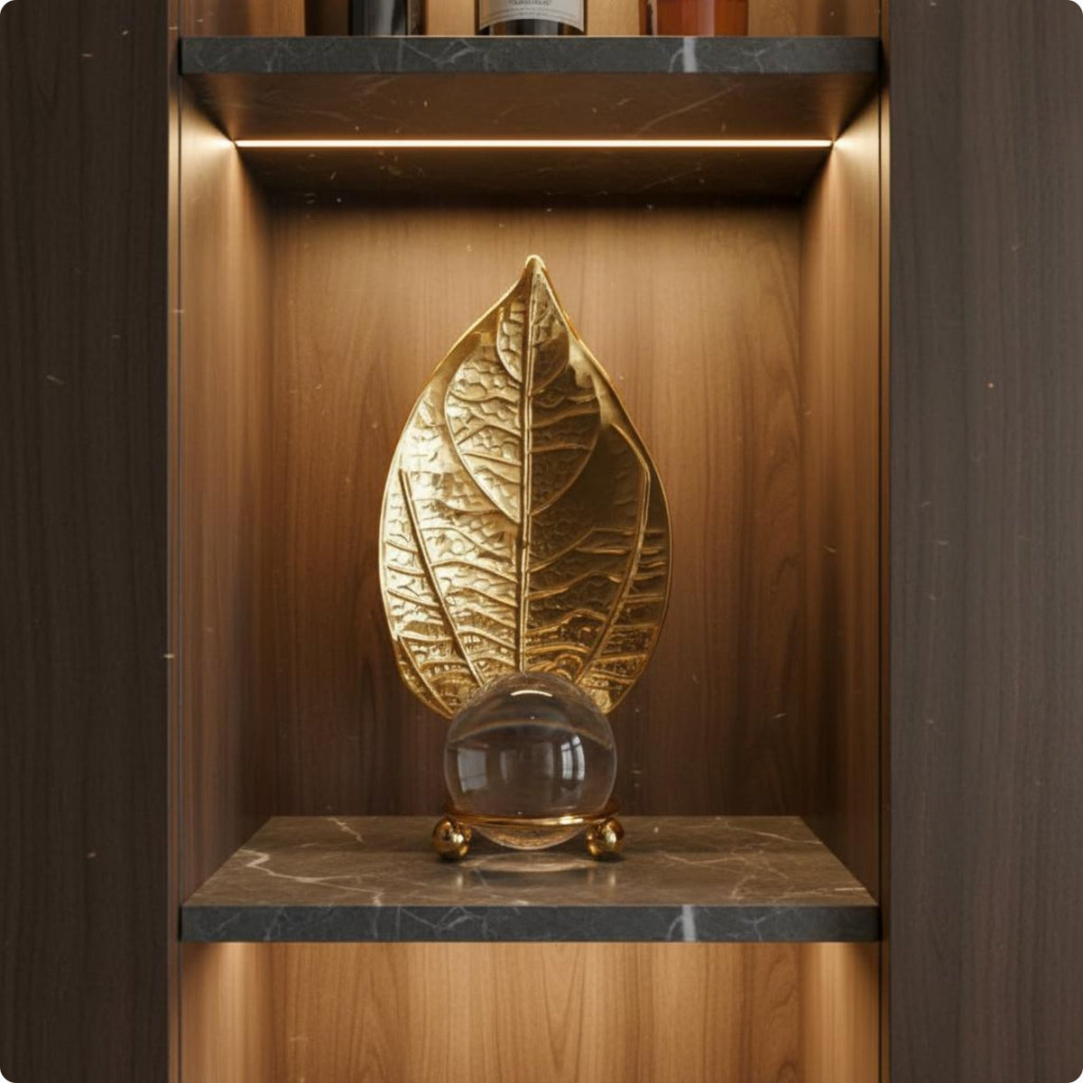 Desk Decor Elegant Luxury Desk Sculpture Modern Leaf Design Sculpture for Living Room