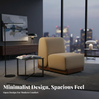 Upholstered Wood Frame Armchair Nordic Design Single Sofa Textured Upholstery Breathable Fabric for Readers, Living Room, Office