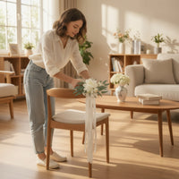 Chair Back Flowers with Ribbons Hanging Wedding Chair Back Flower Decorations Lightweight for Brides, Weddings, Receptions