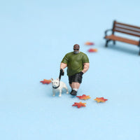 Dog Walking Figurine Realistic Painted Mini Figure Display Decoration