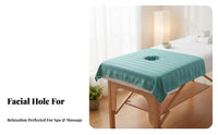 Soft Material Massage Table Towel with Face Hole Machine Washable Beauty Bed Face Hole Cover Absorbent for Estheticians, Spas