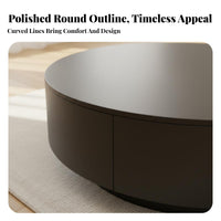 2 Pieces Round Nesting Table Set Light Luxury aesthetic Household Furniture Sintered Sta Top Internal Storage for Living Room