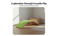 Sensory Training Wooden Wobble Balance Board Sturdy Wood Construction Wooden Balance Board Strengthens Core Muscles Child-Centered Rocker Toy Improves Posture for Toddlers, Stretching, Playroom, Indoor