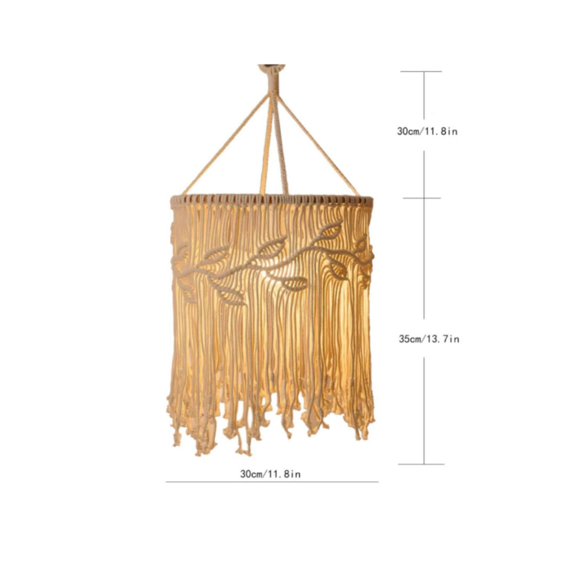 Boho Hanging Lamp Shade Natural Fiber Look Macrame Lamp Shade Cotton Rope