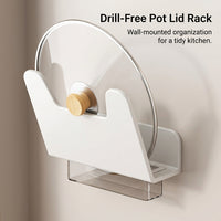 Kitchen Cupboard Lid Organizer for Pantry and Pan Storage, No-Drill Wall-Mounted Pot Rack with Drainage, Carbon Steel Wall