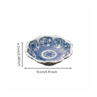 Blue and White Pedestal Bowl Easy to Clean Pedestal Dessert Plate