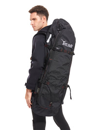 Portable Freediving Long Fins Gear Bag, Backpack for Diving, Spearfishing, Nylon, Black, Large