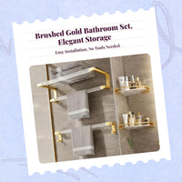 Brushed gold towel rack, no-drill