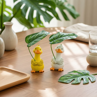Foliage Umbrella Duck Ornament Orange Beak and Feet Duck Garden Ornament Small