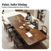 Rectangular Pedestal Table Nordic Design Dining Furniture Grain Kitchen Island for Homeowners, Hosts, Living Room, Home Office, Morning Dining Corner