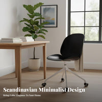 Armless Rolling Chair 360-Degree Swivel Molded Shell Task Chair Minimalist