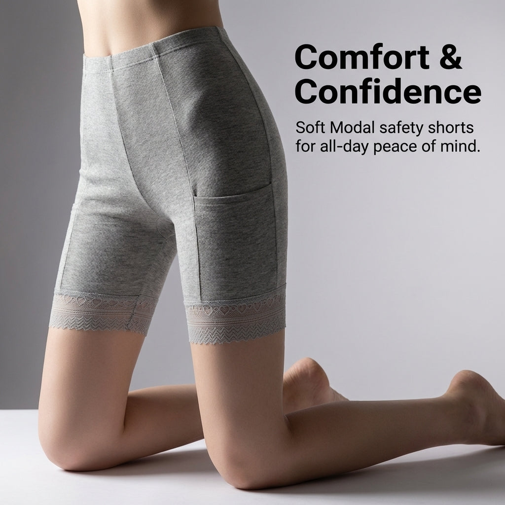 Anti Chafing Shorts Women with Pockets for Under Dresses, High Waisted Modal Slip Plus Size, Breathable Chafe Skirts