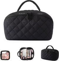 Large Capacity Handbag Cosmetic Bag with Brush Holder, Travel Toiletry Bag