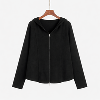 Knitted Cardigan for Women with Double Zipper Closure and Hooded Design, Ribbed Knit for Autumn and Fall Season, Comfortable Fit