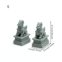 Stone Look Statues with Pedestal Carved Guardian Beast Ornaments for Photo Props