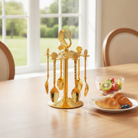 Spoon Rack with Spoons Mirrored Swan Spoon Holder Decorative for Tea Table