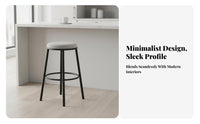 Backless Round Stool Minimalist Design Bar Chair Waterproof for Dining Room