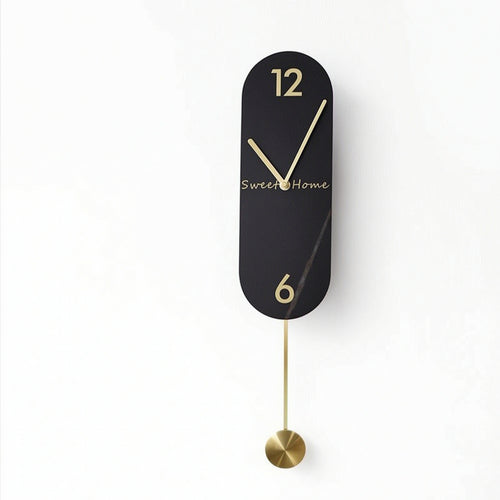 Modern Pendulum Wall Clock Silent Decorative Wall Clock with Pendulum Metal for Living Room
