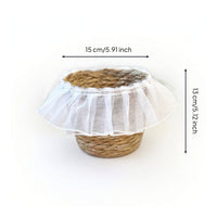 Straw Basket with Mesh Trim Lightweight Planter Basket Handwoven for Balcony
