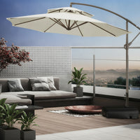 Offset Umbrella with Base Double-Top Cantilever Umbrella Resistant for Homeowners, Business Owners, Backyard, Commercial Seating