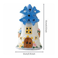 Windmills House Night Light Great Gift Idea Ceramic Windmills Lamp Decorative Powered Figurine Lamp for Girls, Women, Bedroom, Nursery