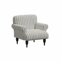 Striped Wooden Armchair Sturdy Wood Frame Striped Upholstered Armchair Designer Look Space-Saving Design for Living Room