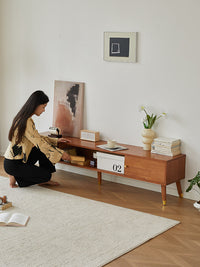 Solid Wood TV Cabinet and Coffee Table Set with Storage