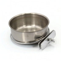 Stainless Steel Dog Bowl with Mounting Bracket Hanging Cage Bowl with Clamp Rust-Resistant Metal Feeder Dish Easy to Install for Dogs, Birds, Small Pets, Bird Cages