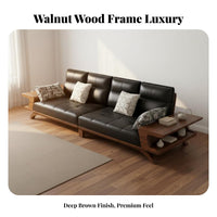 Black Walnut Frame Sofa Deep Seat Solid Wood Sofa with Storage Ergonomic Living Room Design Room Furniture for Families, Homeowners, Home, Lounge Area
