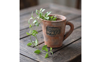 Cement Flower Pot Rustic Cement Plant Pot No Drainage Hole Planter with Plaque for Balcony