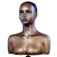 欧美双肩假发头模 黑金色模型仿真模特头半身饰品假人头Mannequin
